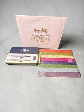 Coach 70th Anniversary Mousepad Pen Set Heritage New Sealed Tin Dust Bag - Rare
